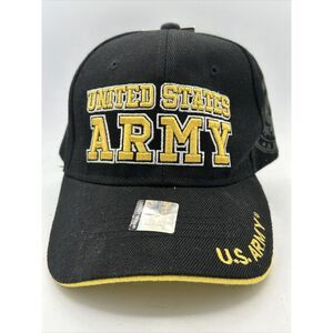 United States Army Strong Black Yellow Adjustable Strap Back Cap Hat New w/ Tags